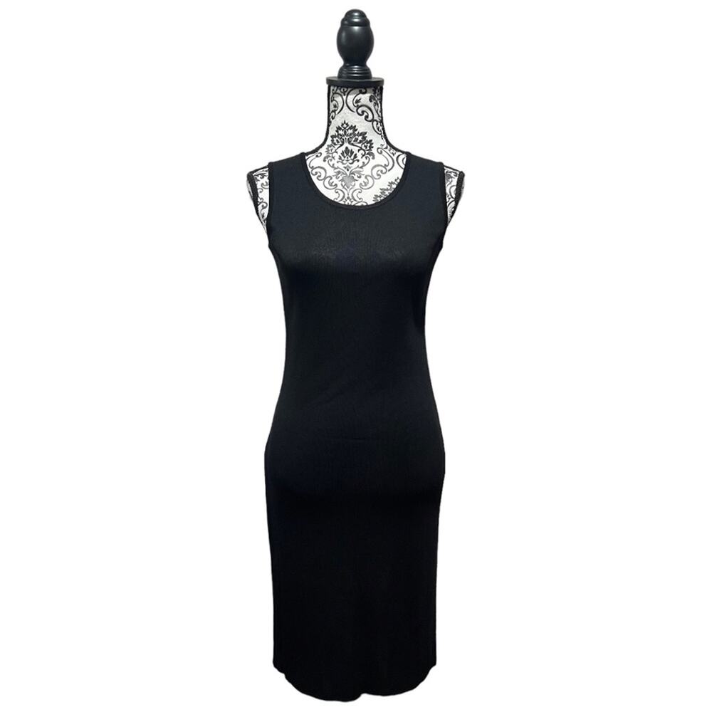 Exclusively Misook Petite Sleeveless Sheath Dress sz XXS Black